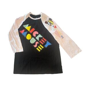 Mickey Mouse Black and White Long Sleeve Shirt